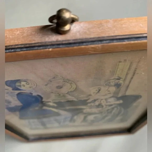 Godey Paris Fashion Print Wood Frame 7.5” x 6” Hook to Hang Godey’s Ladies VTG - Picture 3 of 10